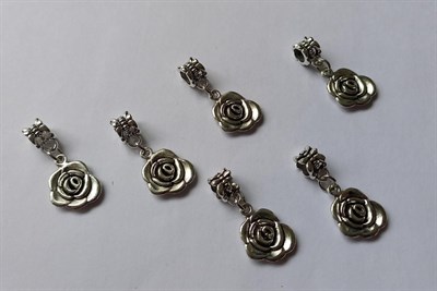 Бейл с подвеской металл "Роза", цв. серебро 24мм - фото 23335