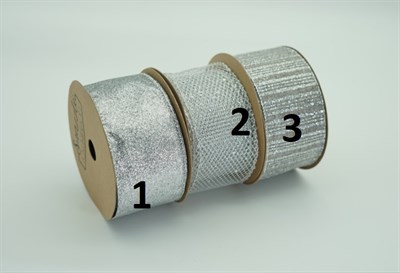 Лента №2 с жестким краем серебро сетка 6,5 см 1 м 79 руб  - фото 23355