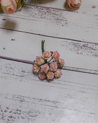 Тайские бумажные цветы розы 1,2см на стебельке,чайная уп.10шт  - фото 23470