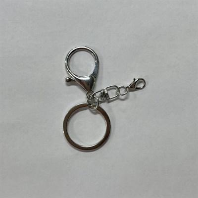 Кольцо для брелков, 2 карабина и поворотный коннектор, серебро - фото 23851