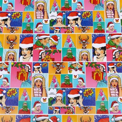 Бумага упаковочная глянцевая "Новогодний Pop-Art", 70х100см - фото 25161