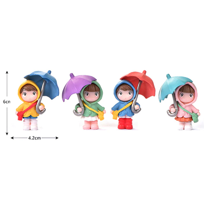 Девочка под зонтом мини-фигурка 6*4,5см, цв. фиолетовый - фото 25364