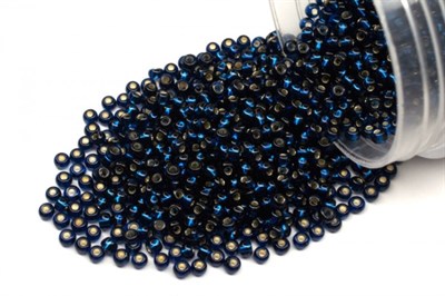 Бисер Чехия preciosa 5гр цв.67100 синий, серебряная линия внутри - фото 25516