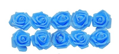 головка розы фоам 5см 10шт, цв голубой - фото 26025