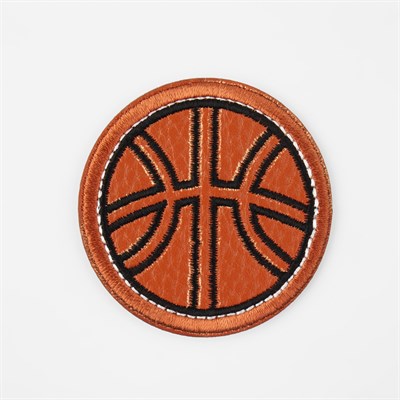 Термоаппликация кожзам «Баскетбольный мяч», 5,5см, цвет оранжевый - фото 26455