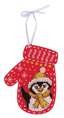 МП студи н-р д/вышивки Новогодняя варежка из фетра «Пингвинёнок» Т-974  - фото 27259