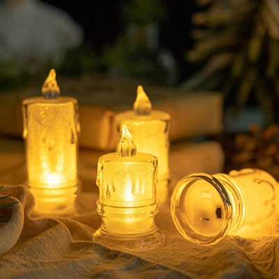 Декор свеча-фонарик прозрачный 78 мм - фото 28114