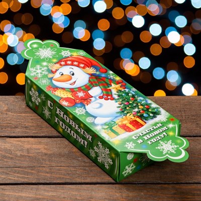 Подарочная коробка "Снеговик с конфетой" 22*11,2*5,5см - фото 28304