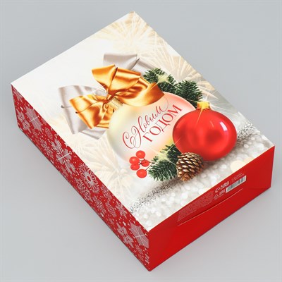 Коробка складная «С Новым годом», шар 16×23×7.5см - фото 28483