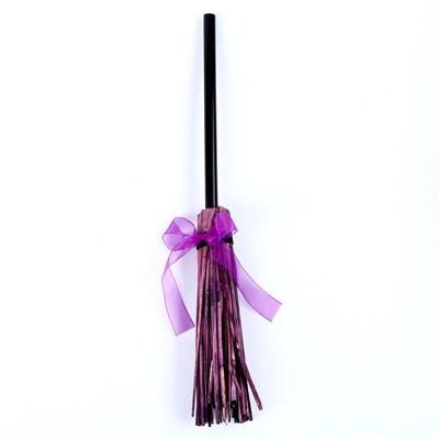 Метла ведьмочки 37см, цв. фиолетовый - фото 28675