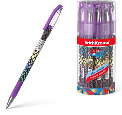 Ручка шариковая ErichKrause ColorTouch Purple Python, узел 0.7мм, чернила синие - фото 29670