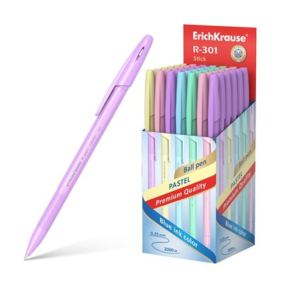 Ручка шариковая ErichKrause R-301 Pastel Stick, узел 0.7мм, чернила синие 115471 - фото 29691