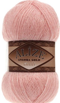 Пряжа Alize Angora gold Simli 75% акрил/20% шерсть/5% металлик 100гр №363 Св. розовый 115811 - фото 29764