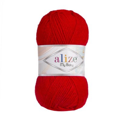 Пряжа Alize My Baby 100% акрил, 50г №56 Красный 115521 - фото 29804