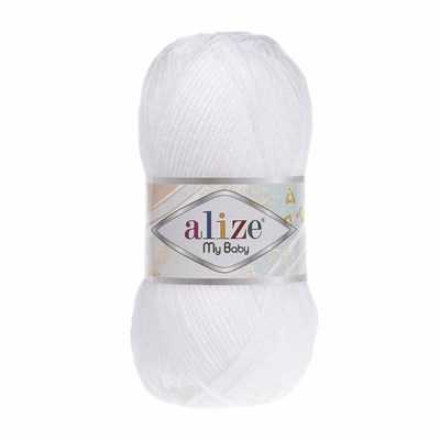 Пряжа Alize My Baby 100% акрил, 50г №55 Белый 115527 - фото 29810