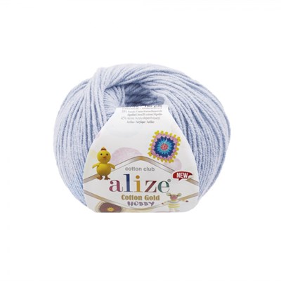 Пряжа Alize Cotton Gold Hobby new 55% хлопок/45% акрил, 50г №513 Нежно-голубой 115646 - фото 29874