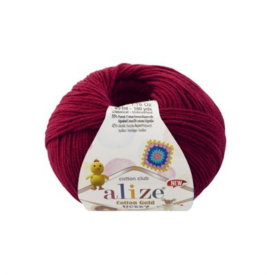 Пряжа Alize Cotton Gold Hobby new 55% хлопок/45% акрил, 50г №390 Бордовый 115649 - фото 29876