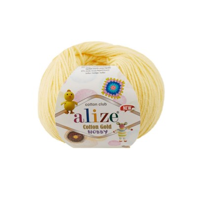 Пряжа Alize Cotton Gold Hobby new 55% хлопок/45% акрил, 50г №187 Светло-лимонный 115656 - фото 29880