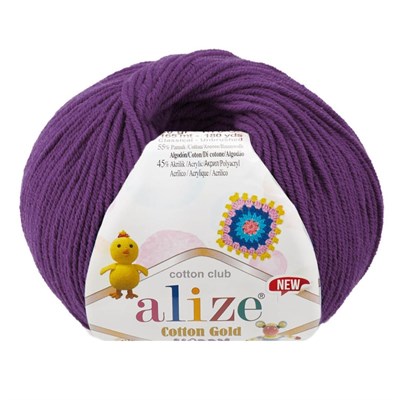 Пряжа Alize Cotton Gold Hobby new 55% хлопок/45% акрил, 50г №122 Т. фиолетовый 115672 - фото 29888