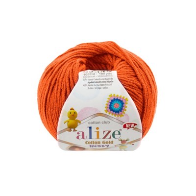 Пряжа Alize Cotton Gold Hobby new 55% хлопок/45% акрил, 50г №37 Оранжевый 115673 - фото 29889