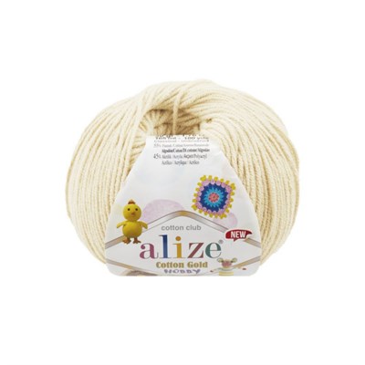 Пряжа Alize Cotton Gold Hobby new 55% хлопок/45% акрил, 50г №01 Молочный 115683 - фото 29895