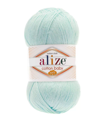 Пряжа Alize Cotton Baby Soft 50% хлопок/50% акрил, 100г №514 Св. ментол 115689 - фото 29899