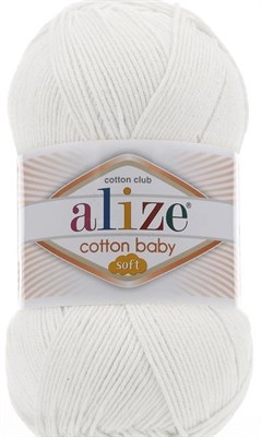 Пряжа Alize Cotton Baby Soft 50% хлопок/50% акрил, 100г №55 Белый - фото 29903
