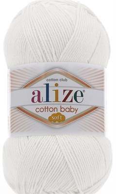 Пряжа Alize Cotton Baby Soft 50% хлопок/50% акрил, 100г №55 Белый 115693 - фото 29903