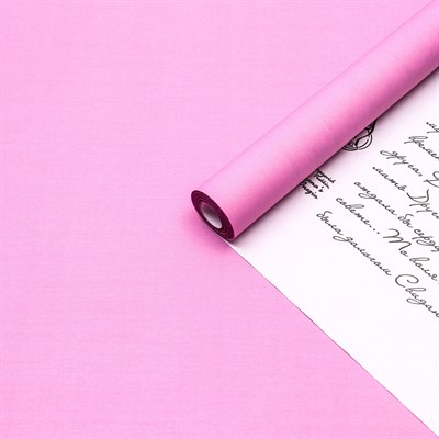 Бумага белый крафт, двусторонняя, розовый, письмо на белом, 0,6х10м - фото 30408