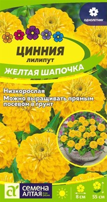 Семена Цинния лилипут Желтая шапочка 0,3гр Семена Алтая 116379 - фото 30550