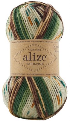 Пряжа Alize Wooltime 75% шерсть/25% полиамид, 100г №11021 Зелен.Беж.Шоколад 116278 - фото 30610