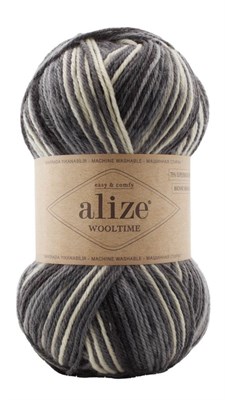 Пряжа Alize Wooltime 75% шерсть/25% полиамид, 100г №11016 Серо-белый 116284 - фото 30613