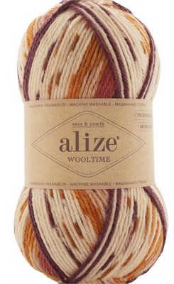 Пряжа Alize Wooltime 75% шерсть/25% полиамид, 100г №11022 Оранж.Беж.Корич 116286 - фото 30615