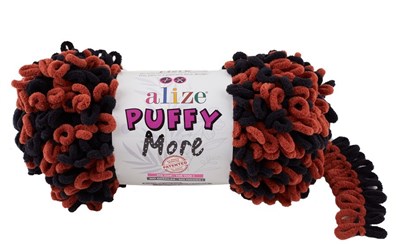 Пряжа Alize Puffy More 100% микрополиэстер, 150г №6262 Черный/Терракот 116297 - фото 30625