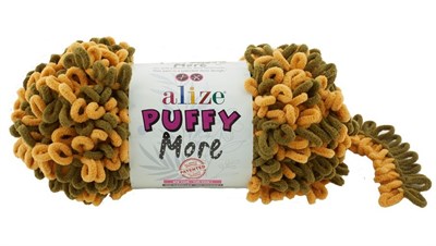 Пряжа Alize Puffy More 100% микрополиэстер, 150г №6277 Желтый/Хаки 116308 - фото 30636