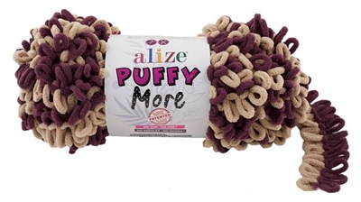 Пряжа Alize Puffy More 100% микрополиэстер, 150г №6296 Бежевый/Бордовый 116309 - фото 30637