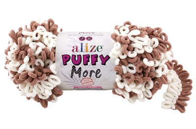 Пряжа Alize Puffy More 100% микрополиэстер, 150г №6261 Белый/Т.бежевый 116313 - фото 30640