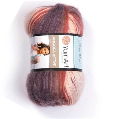 Пряжа YarnArt Angora Active 20% шерсть/80% акрил, 100гр №851 Фиолет-коричнево-белый 116975 - фото 31277