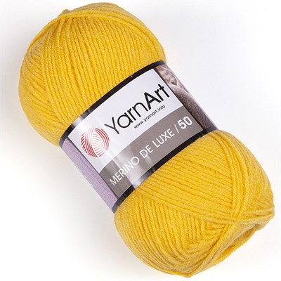 Пряжа YarnArt Merino De Luxe/50 50% шерсть/50% акрил, 100гр №586 Желтый - фото 31284