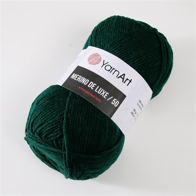 Пряжа YarnArt Merino De Luxe/50 50% шерсть/50% акрил, 100гр №590 Т.зеленый  116988 - фото 31290