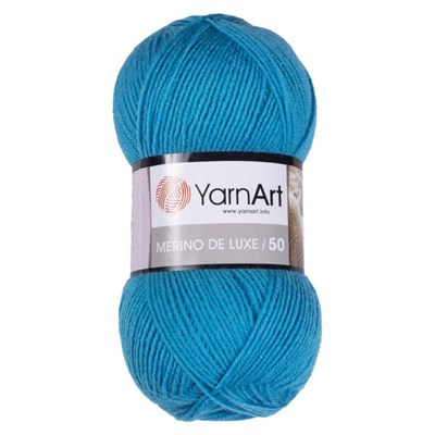 Пряжа YarnArt Merino De Luxe/50 50% шерсть/50% акрил, 100гр №235 Голубая бирюза  - фото 31294