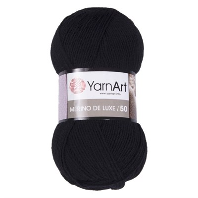 Пряжа YarnArt Merino De Luxe/50 50% шерсть/50% акрил, 100гр №585 Черный  116993 - фото 31295