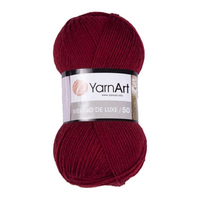 Пряжа YarnArt Merino De Luxe/50 50% шерсть/50% акрил, 100гр №3024 Тёмно-красный  - фото 31305