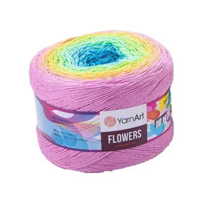 Пряжа YarnArt Flowers 55% хлопок/45% полиакрил 250гр №312 сирень/желт/голубой 117540 - фото 31890