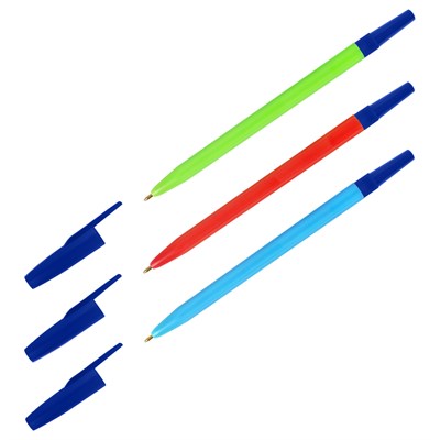 Ручка шариковая СТАММ "049" синяя, 0,7мм, неоновый микс - фото 32801