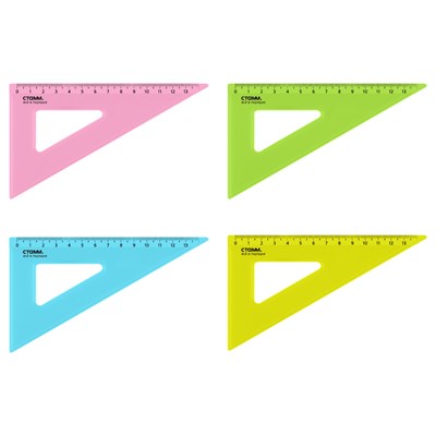 Треугольник 30°, 13см СТАММ, пластик, прозрачный, неон цвета, ассорти - фото 32818