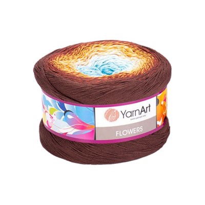 Пряжа YarnArt Flowers 55% хлопок/45% полиакрил 250гр №296 корич/желтый/голубой 118391 - фото 33073