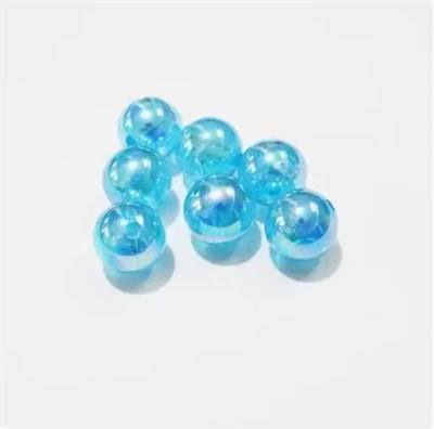 Бусины пластик 8мм 50шт бензиновые цвет голубой - фото 33099