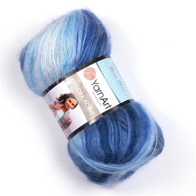 Пряжа YarnArt Angora Active 20% шерсть/80% акрил, 100гр №842 Синий/голубой/белый 118660 - фото 33473