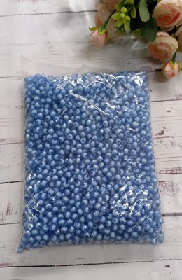 Бусины прозрачные грань с белой серединой 8мм 500гр цвет т. голубой - фото 33502
